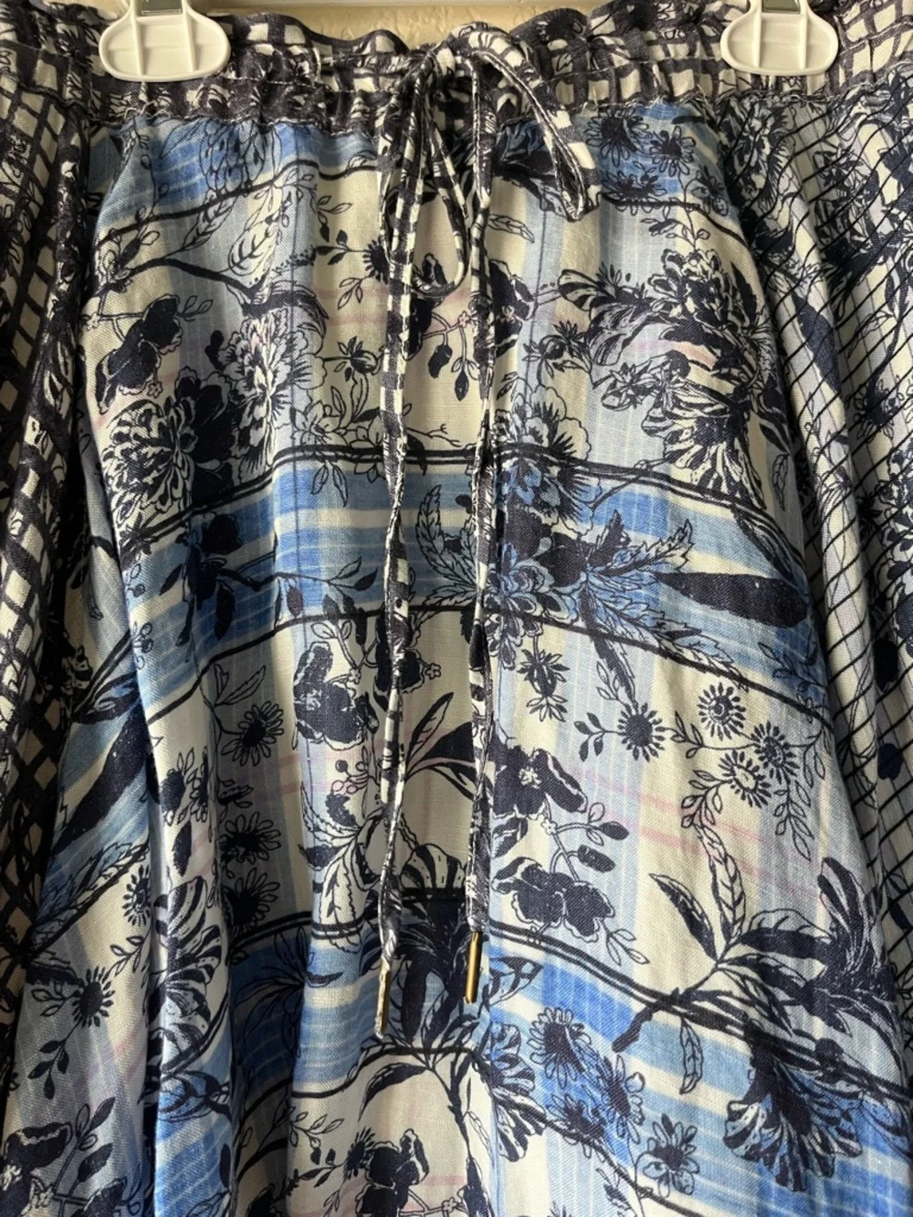 Boho Festival Anthropologie Pilcro Handkerchief Hem Maxi Skirt in Navy and Blue - Picture 4 of 8